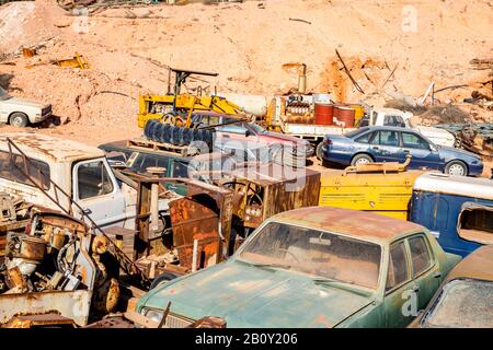 Auto Junkyard in Coober Pedy, South Australia Stockfoto