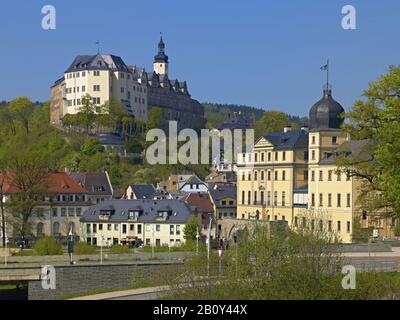 Obere und untere Burg in Greiz, Thüringen, Deutschland, Stockfoto