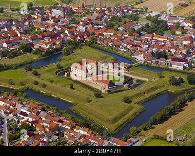 Heldrungen, Wasserburg, Luftbild, Kyffhäuserkreis, Thüringen, Deutschland, Stockfoto