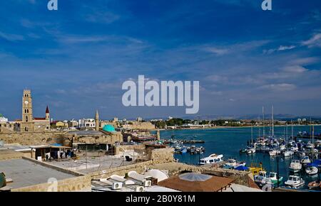 Innenstadt mit Hafen Akko in der Nähe von Haifa, Israel, Stockfoto