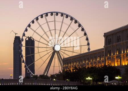 Al Qasba Entertainment District, Sharjah, Vereinigte Arabische Emirate, Stockfoto