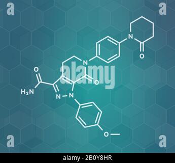 Apixaban Antikoagulans Wirkstoffmolekül, Abbildung Stockfoto