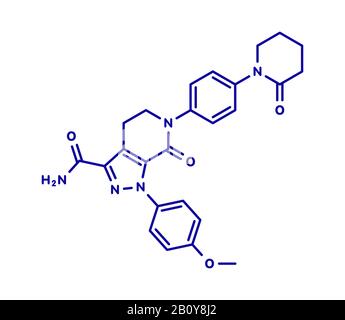 Apixaban Antikoagulans Wirkstoffmolekül, Abbildung Stockfoto