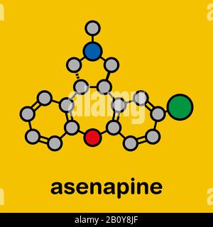 Asenapin antipsychotische Wirkstoffmoleküle, Abbildung Stockfoto