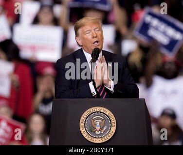 Las Vegas, Nevada, USA. Februar 2020. Präsident DONALD JOHN TRUMP hält eine "Keep America Great"-Kundgebung im Las Vegas Convention Center ab. Credit: Brian Cahn/ZUMA Wire/Alamy Live News Stockfoto