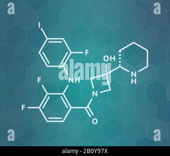 Cobimetinib Melanom Drug Molecule, Abbildung Stockfoto