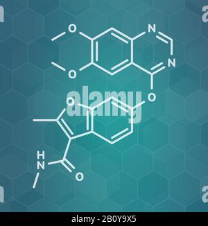 Fruquintinib Krebsmedikament Molekül, Illustration Stockfoto