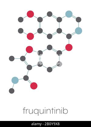 Fruquintinib Krebsmedikament Molekül, Illustration Stockfoto