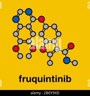 Fruquintinib Krebsmedikament Molekül, Illustration Stockfoto