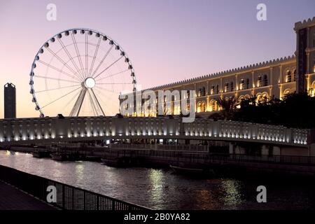 Al Qasba Entertainment District, Emirat Sharjah, Vereinigte Arabische Emirate, Stockfoto