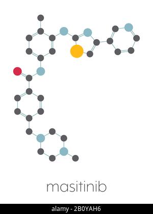 Masitinib-Krebsmedikament-Molekül, Abbildung Stockfoto