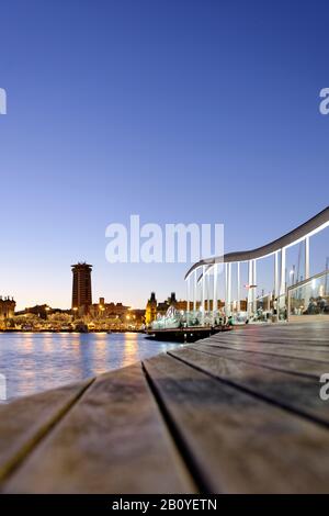 Touristenattraktion, Rambla de Mar, Port Vell, Hafen, Barcelona, Spanien, Stockfoto