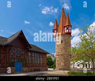 Der Dünzebacher Torturm in Eschwege, Werra-Eißner-Kreis, Hessen, Deutschland, Stockfoto