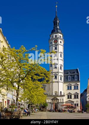 Marktplatz mit Rathaus in Gera-Thüringen, Deutschland, Stockfoto