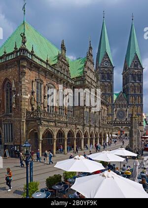 Markt mit Rathaus und Dom in der Hansestadt Bremen, Bremen, Deutschland, Stockfoto