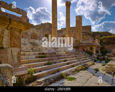 Treppen am Nordtheater im alten Gerasa oder Gerash, Jordanien, Naher Osten, Stockfoto