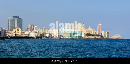 Skyline von Havanna mit FOCSA-Gebäude und Hotel Nacional, Kuba, Karibik, Stockfoto