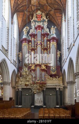 Die Große oder St. Bavo Kirche mit Müller-Orgel, Haarlem, Nordholland, Niederlande Stockfoto