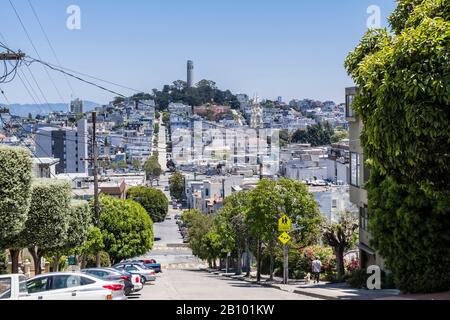 Landmark Lombard Street, Nob Hill, San Francisco, Kalifornien, USA Stockfoto