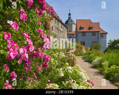 Altes Schloss mit Terrasse Garten in Dornburg, Thüringen, Deutschland Stockfoto