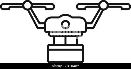 Symbol für die Lieferung von Drons in logistischer Logistik. Skizzieren Sie das logistische Symbol für den Dronenlieferungsvektor für Webdesign, das auf weißem Hintergrund isoliert ist Stock Vektor