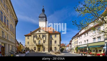 Rathaus mit Marktstrasse, Bad Langensalza, Thüringen, Deutschland Stockfoto