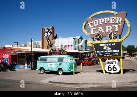 Die Kupfer Cart, Seligman Arizona, historische Route 66, USA Stockfoto