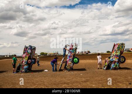 Cadillac Ranch, historische Route 66, Texas, USA Stockfoto