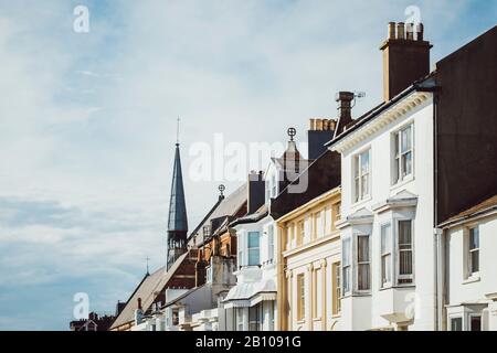 Britische Architektur, Fassaden, Schornsteine, Brighton, England Stockfoto