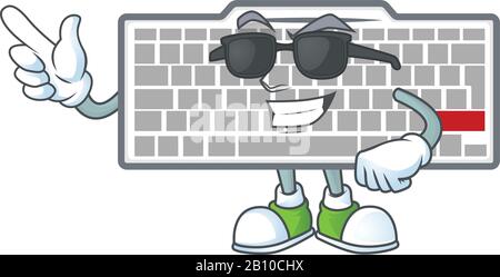 Super cool weiße Tastatur Maskottchen mit schwarzer Brille Stock Vektor