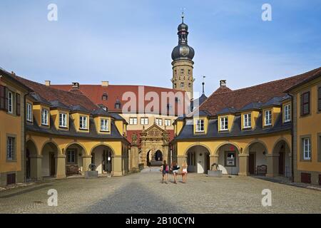 Burgeingang von Schloss Weikersheim, Main-Tauber-Kreis, Baden-Württemberg, Deutschland Stockfoto