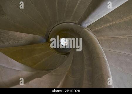 Wendeltreppe im Rathaus von Rothenburg ob der Tauber, Bayern, Deutschland Stockfoto