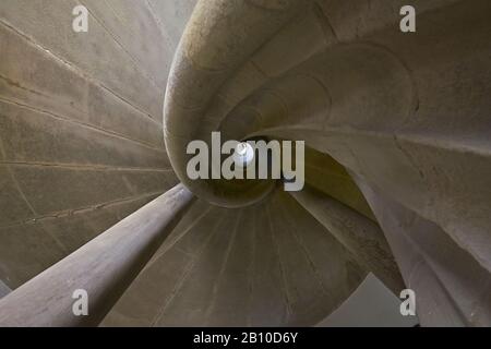 Wendeltreppe im Rathaus von Rothenburg ob der Tauber, Bayern, Deutschland Stockfoto