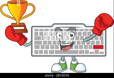 Super Cool Boxing Gewinner der weißen Tastatur im Maskottchen Cartoon-Design Stock Vektor