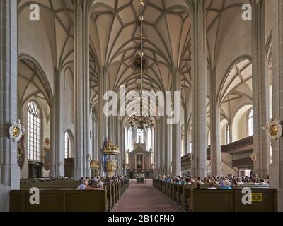 Kirchenschiff in der Kirche St. Peter und Paul in Gehlitz, Sachsen, Deutschland Stockfoto