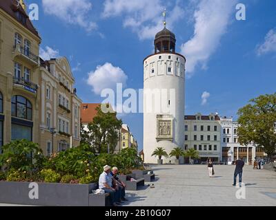 Marienplatz und dicker Turm in Goerlitz, Sachsen, Deutschland Stockfoto