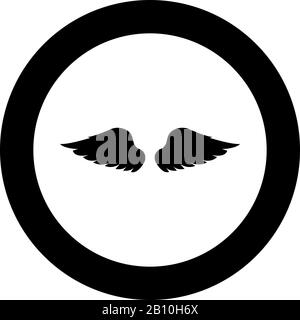 Flügel von Vogel Teufel Engel Paar gespreizt Tierteil Fly Konzept Freiheit Idee Ikone im Kreis rund schwarz Farbe Vektor Illustration flacher Stil Stock Vektor