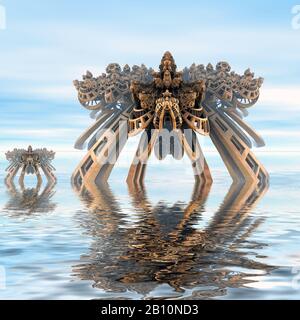 Virtuelle Kulissen mit Computerdesign für kreatives Design, Kunst und Unterhaltung Stockfoto