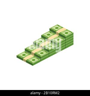 Riesige Papierpakete. Paket mit Geldscheinen. Stock Vektor