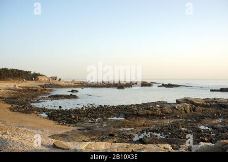 Naturlandschaft des Rizhao Renjiatai Seashore Reef Park in Shandong, China Stockfoto