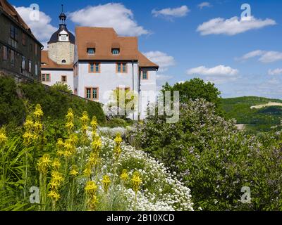 Altes Schloss mit Terrassengarten in Dornburg, Thüringen, Deutschland Stockfoto