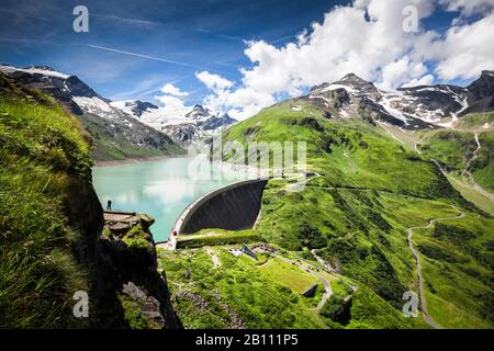 Mooserboden-Reservoir mit Moosersperre, hohen Tauern, Kaprun, Land Salzburg, Österreich Stockfoto