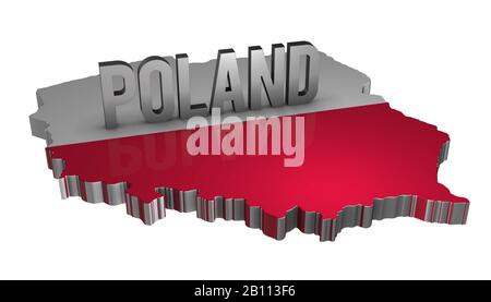 3D Polen Karte Mit Flat Flag Stockfoto