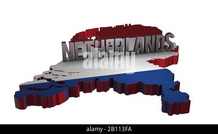 3D Niederlande Karte Mit Flat Flag Stockfoto