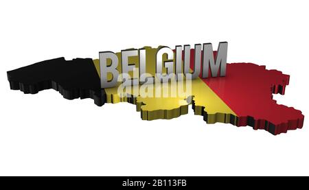 3D Belgien Karte Mit Flat Flag Stockfoto