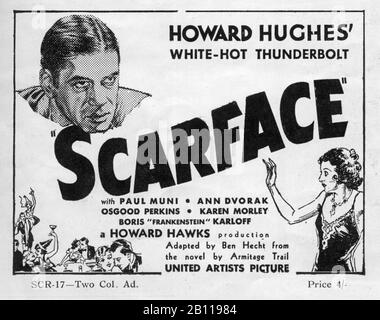 Paul MUNI als Tony Camonte und ANN DVORAK in SCARFACE 1932 Regisseure HOWARD HAWKS und RICHARD ROSSON Roman Armitage Trail Screen Story Ben Hecht Produzent Howard Hughes The Caddo Company/United Artists Stockfoto