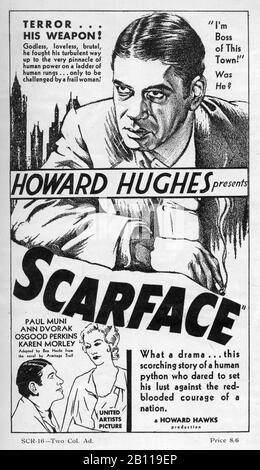 Paul MUNI als Tony Camonte und KAREN MORLEY in SCARFACE 1932 Regisseure HOWARD HAWKS und RICHARD ROSSON Roman Armitage Trail Screen Story Ben Hecht Produzent Howard Hughes The Caddo Company/United Artists Stockfoto