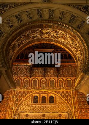 Botschafterhalle in Reales Alcazares. Sevilla. Andalusien. Spanien Stockfoto