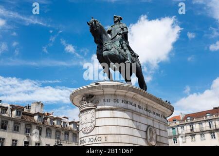 Statue von Pedros IV, Praca de D. Pedro IV, Praca do Rossio, Lissabon, Portugal, Europa Stockfoto