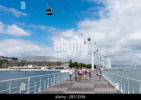 Seilbahn, Ausstellungsbereich, Parque das Nacoes, Park der Nationen, Lissabon, Portugal, Europa Stockfoto